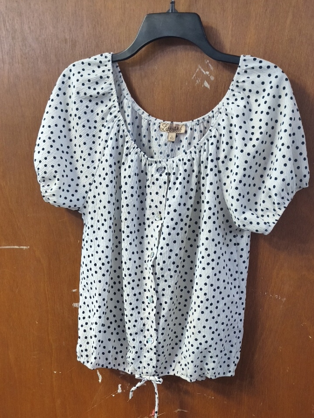 Lavish White Top with Black Polka Dots and Puff Sleeves
